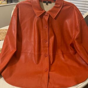 FAUX LEATHER JACKET! Beautiful orange color. Size large.